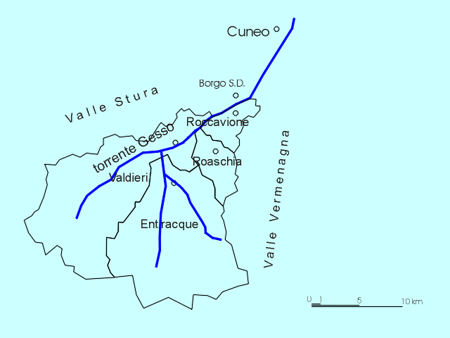 mappa della valle Gesso